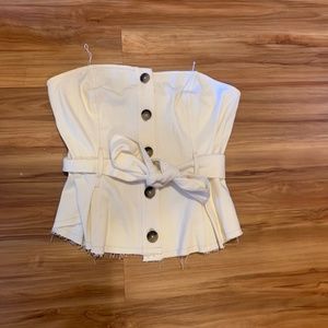 White button up tube top